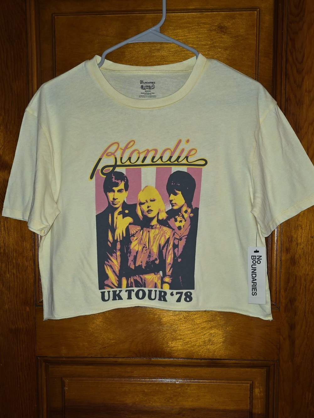 No Boundaries Blondie UK Tour '78 Yellow Graphic Crop Cut Tee